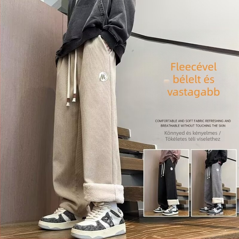 Tinédzser lányoknak szánt sportnadrág, laza egyenes szabás, pamut-spandex keverék, elasztikus derék, vast anyag (pamut-spandex keverék, elasztikus derék, laza egyenes szabás, vast anyag)