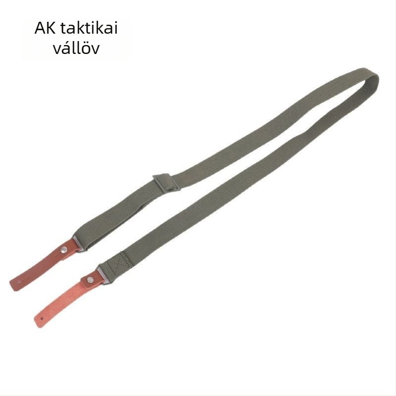 Kétpontos taktikai fegyverszíj nylon hevederrel, valódi szarvasbőr díszítéssel, 3 csattal, állítható hosszúságú, uniszex