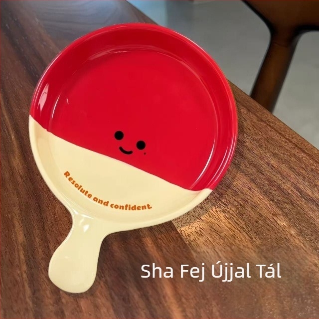 Kerámiatál karikatúra motívummal, szabálytalan alak, mikrohullámú sütőben használható, alglazúros dekorral