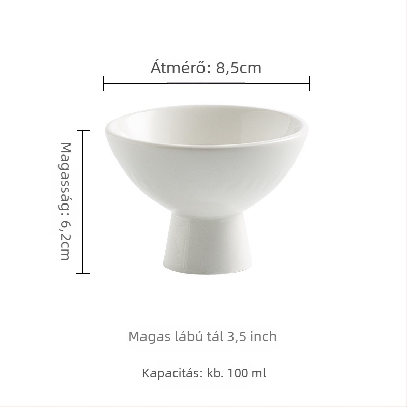 Japán stílusú magas desszerttál porcelánból, kerek, alulglazúros felület, mikrohullámú sütőben használható, logónyomtatás elérhető