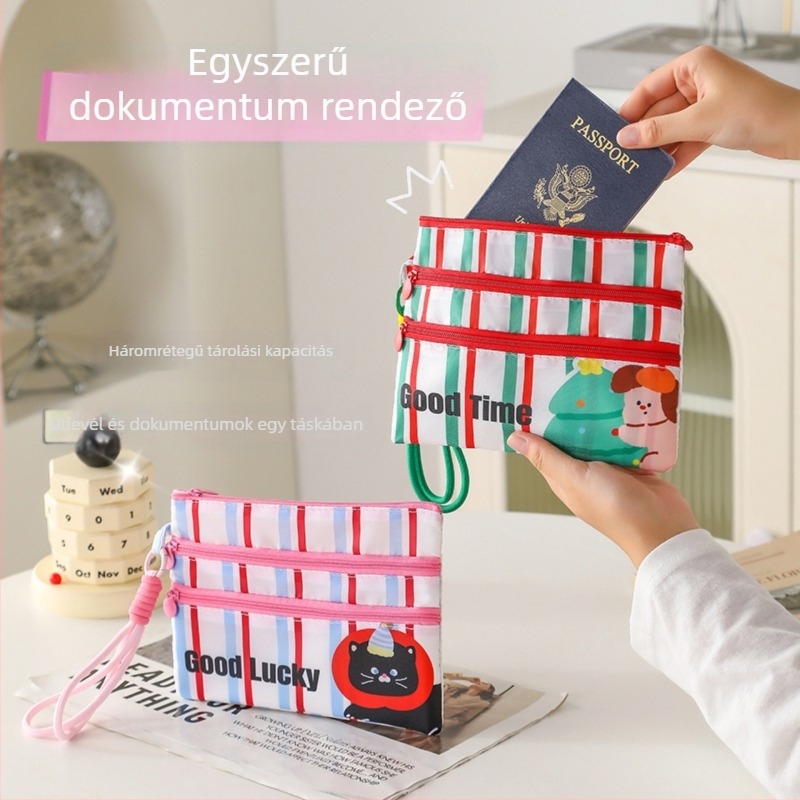 Útlevél és dokumentumtartó, poliészter, uniszex, gyerekes rajzfilm minta, otthoni tárolás, 2025 tavasza