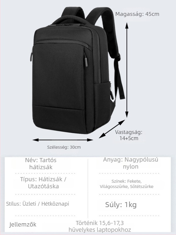 Bossall Bővíthető Nylon Laptop Hátizsák Logó Testreszabással, 20–35L, Kopásálló, Légpárnás Vállpántok