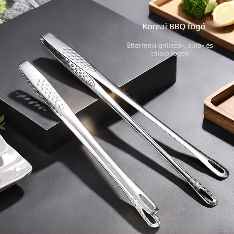 Koreai barbecue konyhai fogó – 201 rozsdamentes acél, többfunkciós, csúszásmentes, hőálló, élelmiszerklipsz