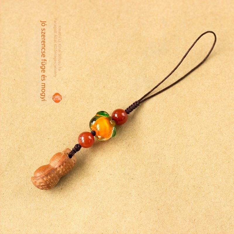 Fa autókulcstartó sandalwood, persimmon és peach wood díszítéssel