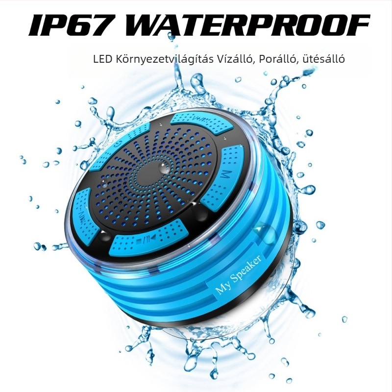 Bluetooth vízálló hangszóró LED lélegző fényekkel – IPX7, 5W, 10 m hatótáv, 60Hz–15kHz, SNR ≥75dB
