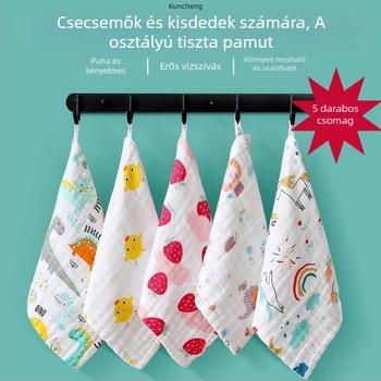 6 rétegű géz törölköző babáknak és gyerekeknek, arc törölköző, négyzet alakú, színes pamut anyag, súly 200 g vagy több