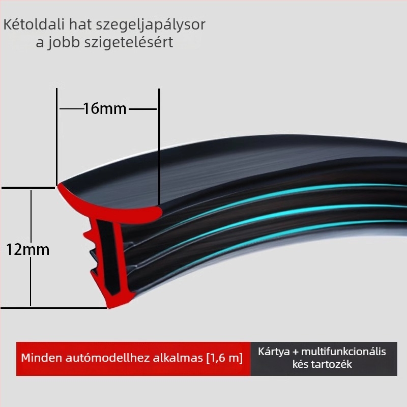 Gumírozott tömítőszalag az autó középkonzoljához, modell ZKMFT, 1,2 mm vastagság, központi kezelőpanelhez, kompatibilis sedan, SUV és MPV