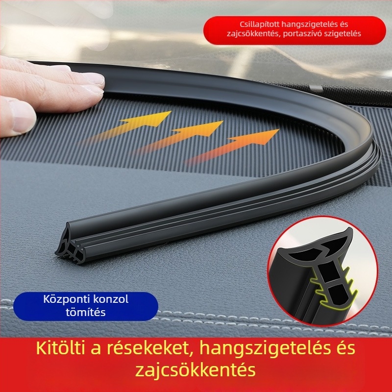 Autó középkonzol szigetelőcsík – gumiból készült, fejlesztett modell, univerzális illeszkedés, hangszigetelés