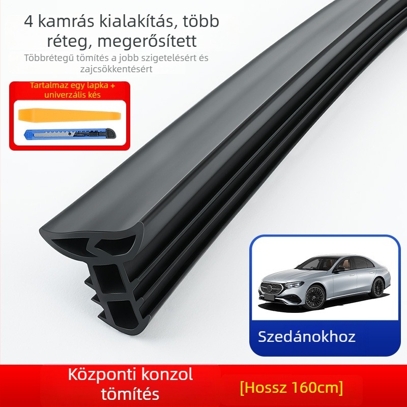 Autó középkonzol szigetelőcsík – gumiból készült, fejlesztett modell, univerzális illeszkedés, hangszigetelés