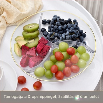 Műanyag gyümölcstál szegmentált kialakítással, otthoni használatra, egyszerű stílus