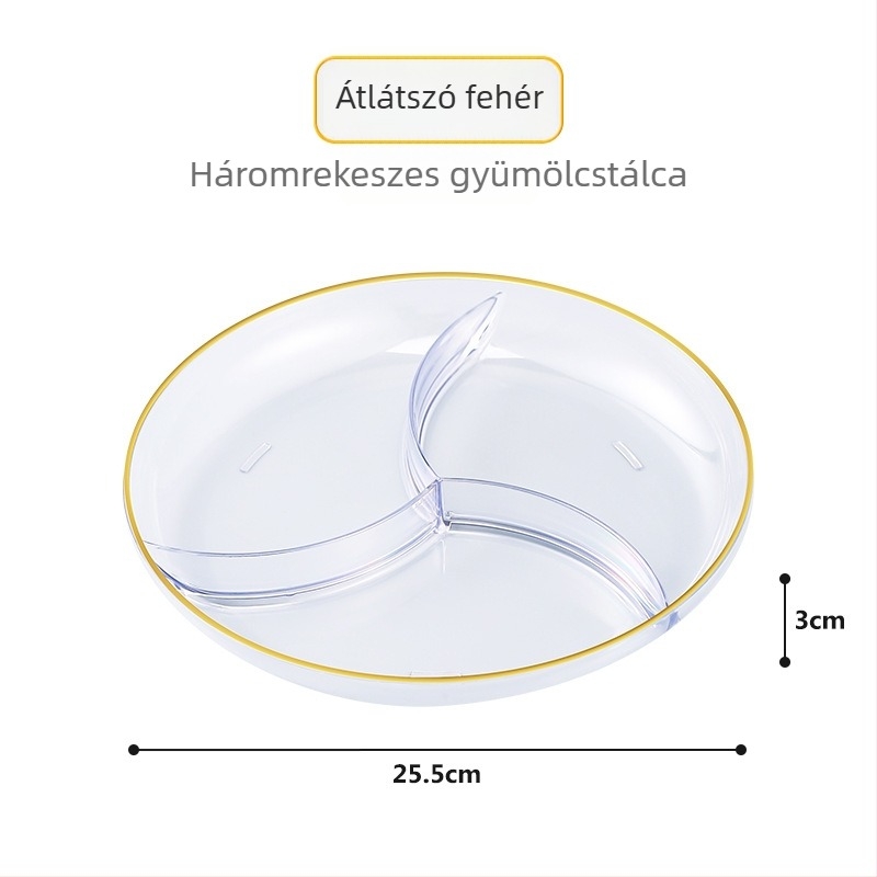 Műanyag gyümölcstál szegmentált kialakítással, otthoni használatra, egyszerű stílus