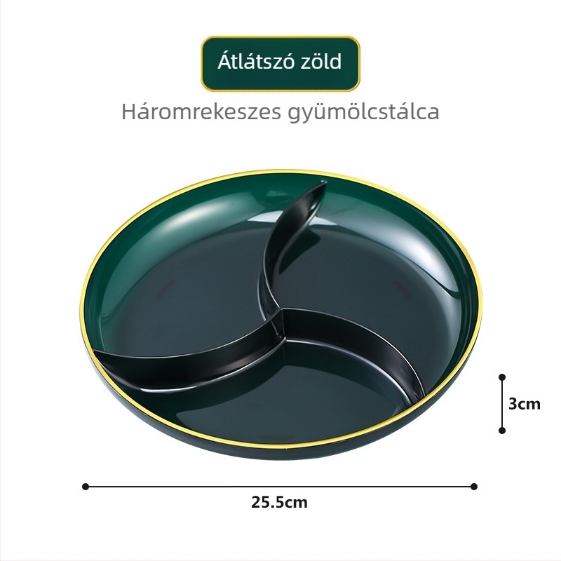 Műanyag gyümölcstál szegmentált kialakítással, otthoni használatra, egyszerű stílus