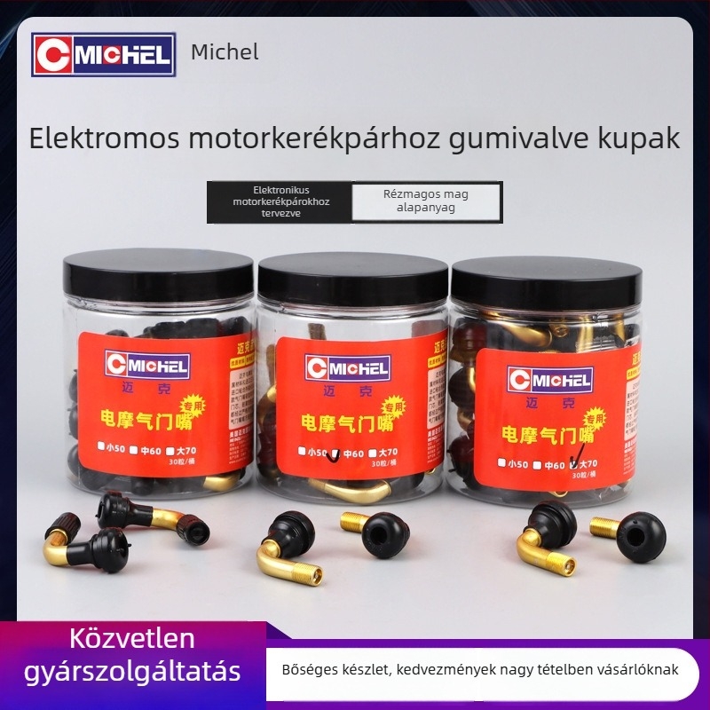 Tubus nélküli gumiból készült szelepe motorkerékpárokhoz, elektromos járművekhez és autókhoz — Twist-On szerelés, brit nyílás, szokásos mag