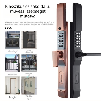 Külső kétoldalas mechanikus kombinációs zár kovácsoltvas kapukhoz, udvarra és kertbe (Model 618, cinkötvözet, rúdvastagság 8x8, távolság 85)