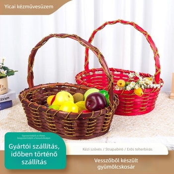 Gyümölcs- és zöldségkosár, rattan kivitelezés, Modell 003, Pastoral stílus