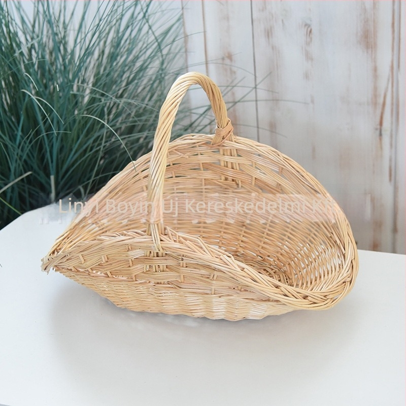 Rattan konyhai tárolókosár gyümölcsök és zöldségek számára, hordozható, modell 036520, paraszti stílus