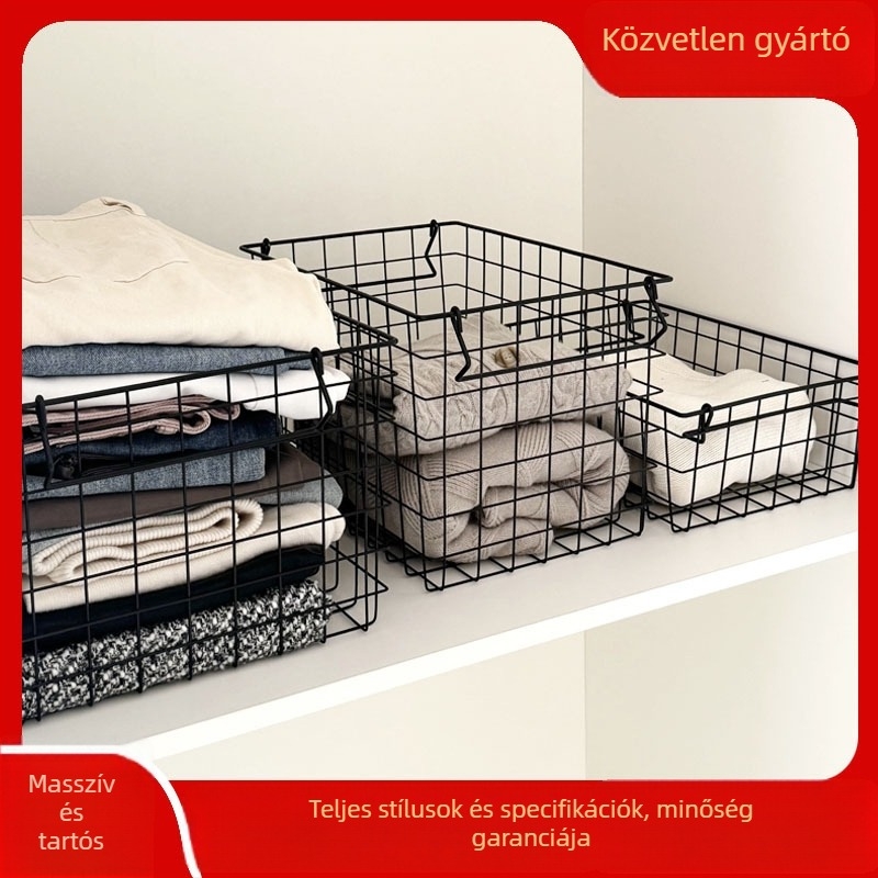 Gyümölcs- és zöldséges kosár, vasból készült hálószerkezet, skandináv stílus, 005-ös modell