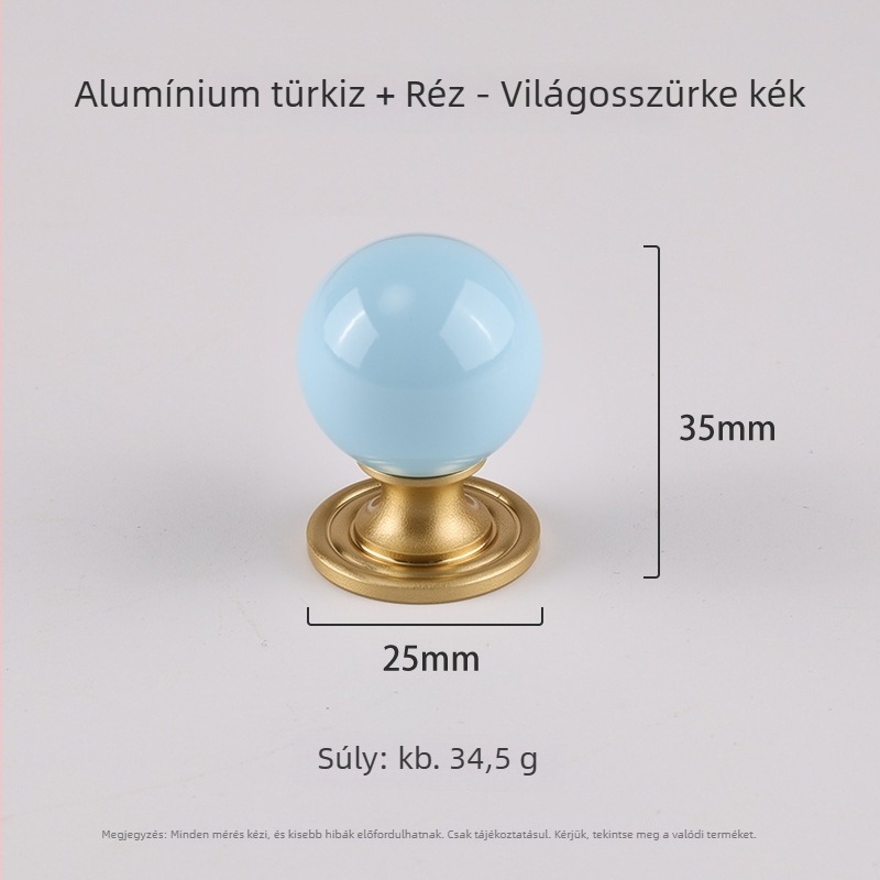 Sárgaréz gömb alakú ajtófogantyú szekrényhez, gömb alakú form, CNC megmunkálás, felületre szerelt, könnyű luxus stílus