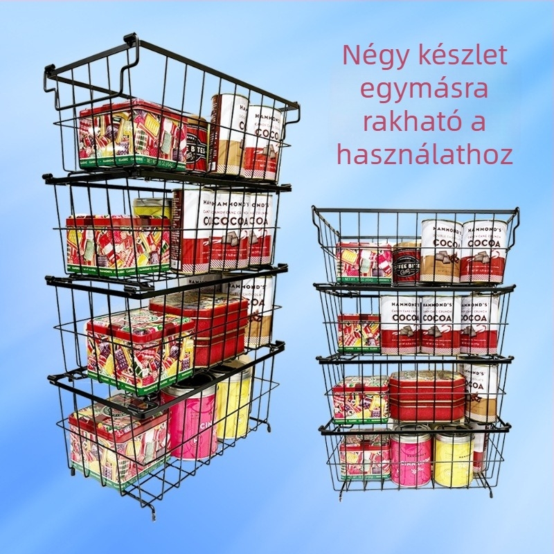 Tárolókosár 1515, vasból készült, 4 darabos készlet, minimalist stílus, fehérnemű, irodai kellékek, gyümölcs és zöldség