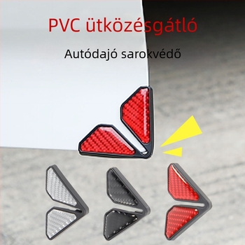 Szénszálas autó ajtó sarki védőelem, anti-ütközés és karcolás elleni, dekoratív matrica (4,5 × 4,5 × 6 cm)