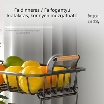 Kétszintes, téglalap alakú fém gyümölcstál a konyhapult számára, levehető, kenyérhez, zöldségekhez és gyümölcsökhöz.