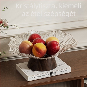 Műanyag gyümölcstál, fa imitációval, fényűző retro stílus, első osztályú minőség
