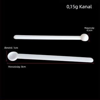 Mérőkanál készlet, hosszú nyéllel, PP műanyag, 0,25 g pontosság, Probiotikus porhoz és 1 g konyhasóhoz