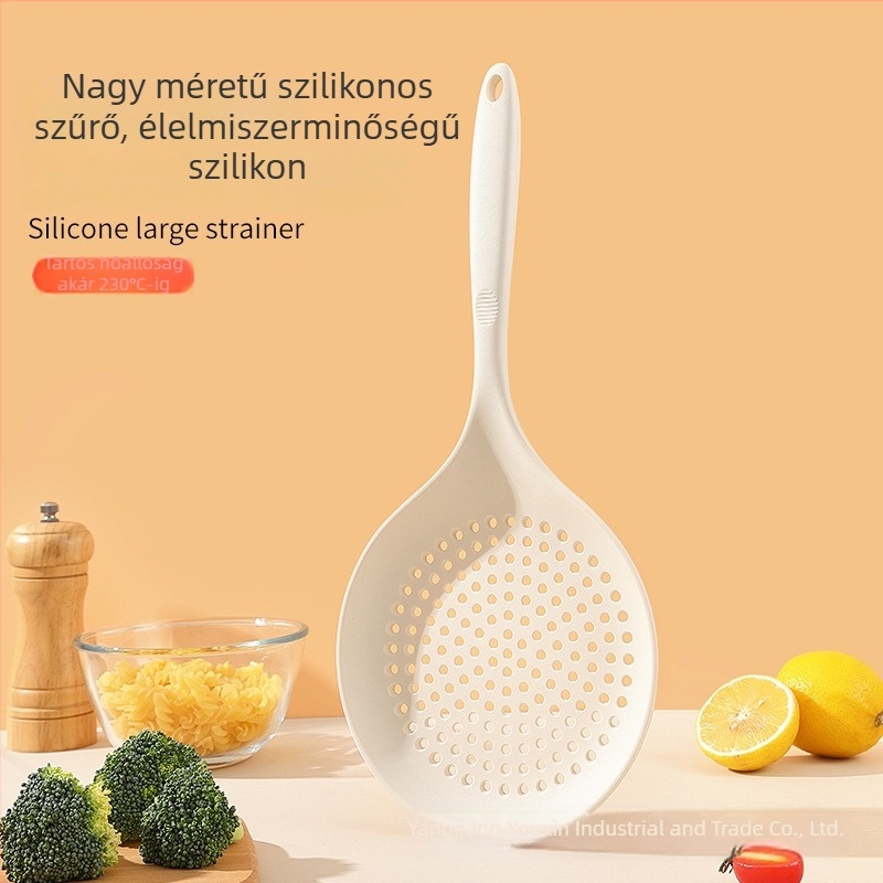 Szilikon szűrőkanál a konyhába – magas hőmérséklet-tűrés, tapadásmentes, csúszásmentes, égés elleni védelem