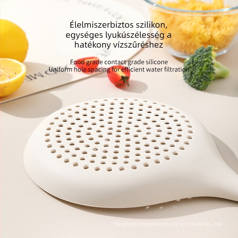 Szilikon szűrőkanál a konyhába – magas hőmérséklet-tűrés, tapadásmentes, csúszásmentes, égés elleni védelem