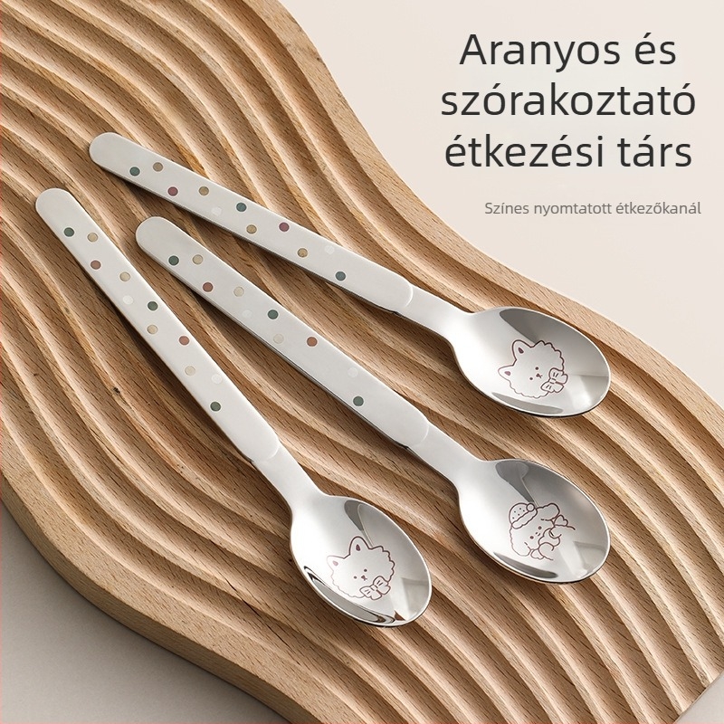 FaSoLa gyerekeknek szóló rozsdamentes acél evőkanál, modern egyszerű stílus, egyszínű mintázat, első osztályú minőség