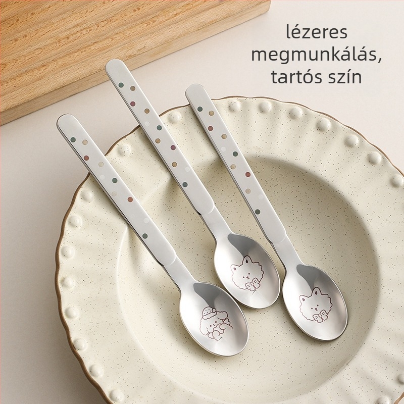 FaSoLa gyerekeknek szóló rozsdamentes acél evőkanál, modern egyszerű stílus, egyszínű mintázat, első osztályú minőség