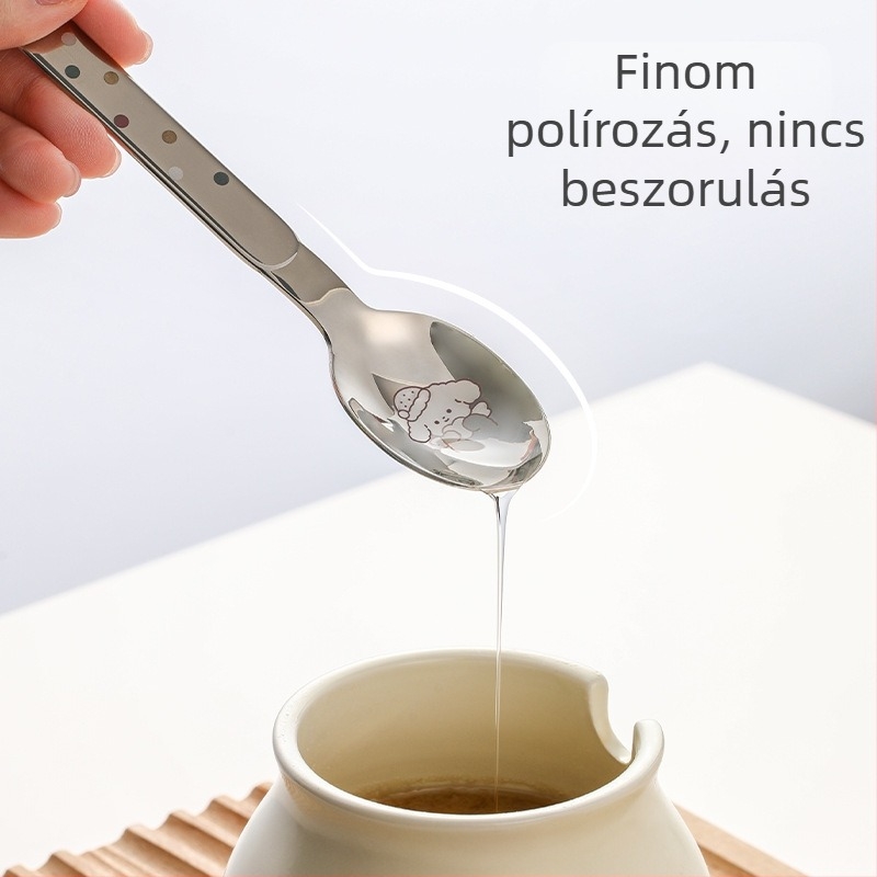 FaSoLa gyerekeknek szóló rozsdamentes acél evőkanál, modern egyszerű stílus, egyszínű mintázat, első osztályú minőség