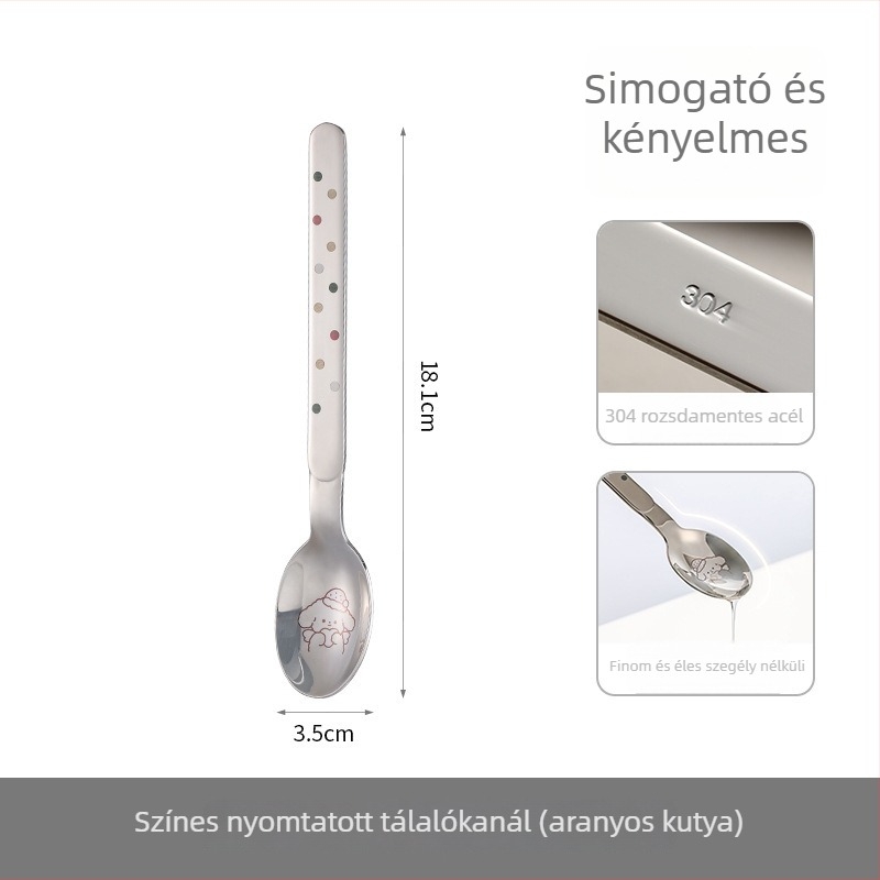 FaSoLa gyerekeknek szóló rozsdamentes acél evőkanál, modern egyszerű stílus, egyszínű mintázat, első osztályú minőség