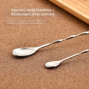 Guan Yida márkájú hosszú rozsdamentes acél bárkanál, 201-es rozsdamentes acél, keverőkanál