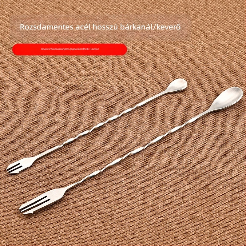 Guan Yida márkájú hosszú rozsdamentes acél bárkanál, 201-es rozsdamentes acél, keverőkanál