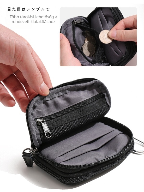 Kulcs- és kártyatartó táska - uniszex, nylon vízálló, poliészter bélés, utcai stílus