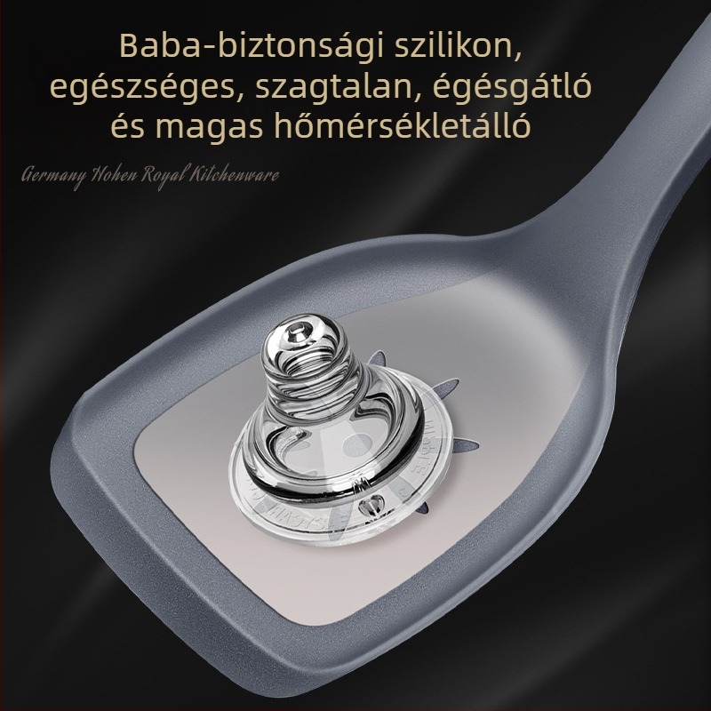 Szilikon spatula főzéshez, élelmiszer-minőség, magas hőmérséklet-állóság, tapadásmentes, hosszú nyéllel