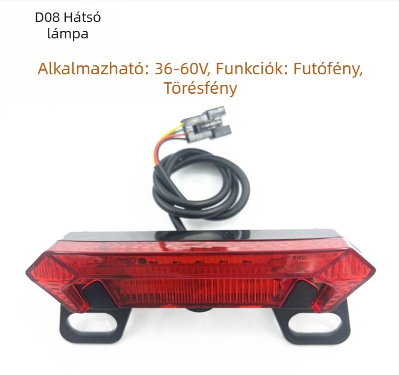 BENORG elektromos jármű hátsó lámpa villogó funkcióval, menetfény és féklámpa, univerzális 36-60V
