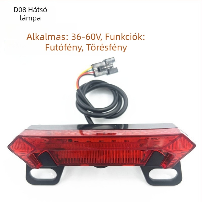 BENORG elektromos jármű hátsó lámpa villogó funkcióval, menetfény és féklámpa, univerzális 36-60V