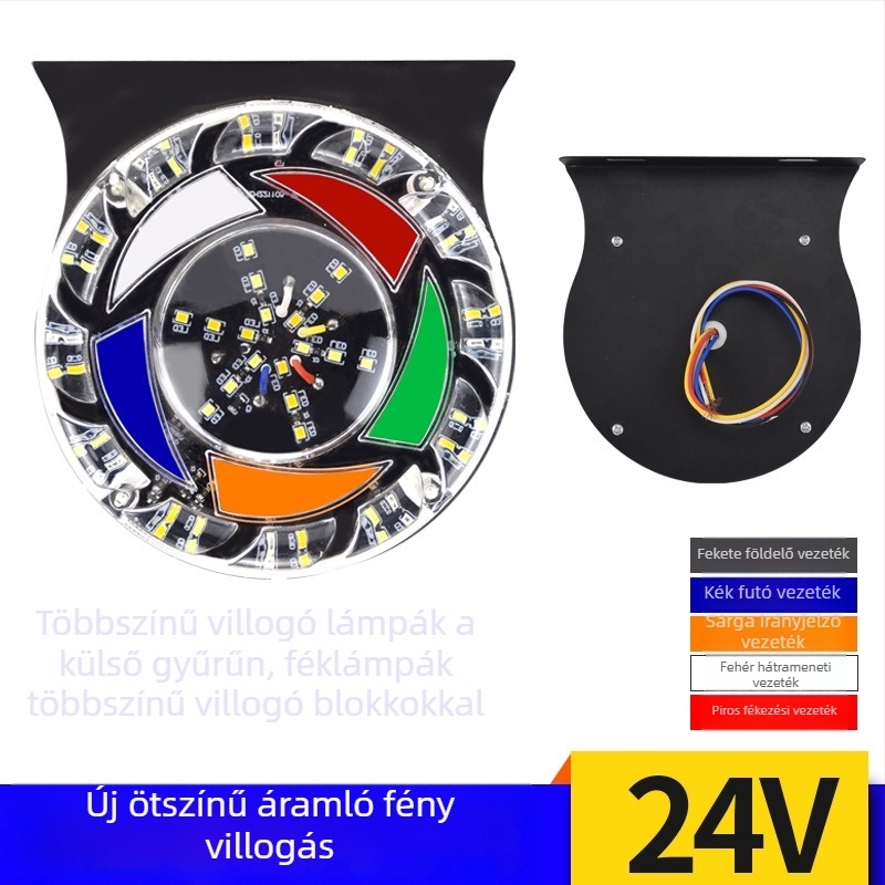 2026 24V-os színes, folyó víz hatású féklámpa, 12V-os autókhoz, LED irányjelző, vízálló