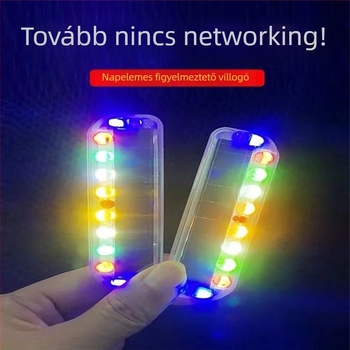Napelemes LED hátsó lámpa motorkerékpárhoz, modell 8 LED, ABS ház + napelemes energia-tároló panel, 3V, 0.2A