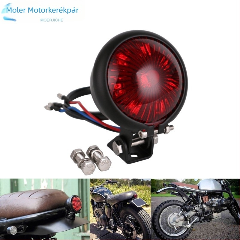 MR60102 motorkerékpár hátsó lámpa, 12V LED féklámpa, fém ház, Harley-Davidson kompatibilis