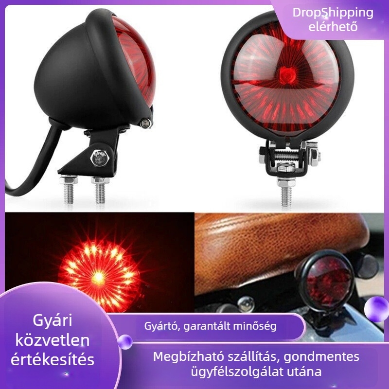 Motorkerékpár LED hátsó lámpa - 12V, fém ház, modell 52311201, élettartam 10000 óra