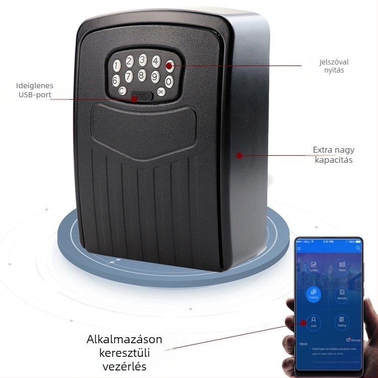 ASACK G22 Okos kulcstartó doboz Bluetooth elektronikus zárhoz – Alumínium ötvözet test, B&B garázs bejáratához