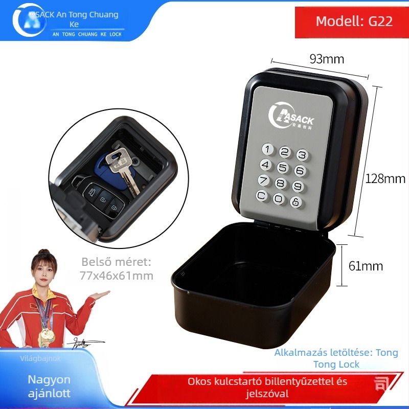 ASACK G22 Okos kulcstartó doboz Bluetooth elektronikus zárhoz – Alumínium ötvözet test, B&B garázs bejáratához