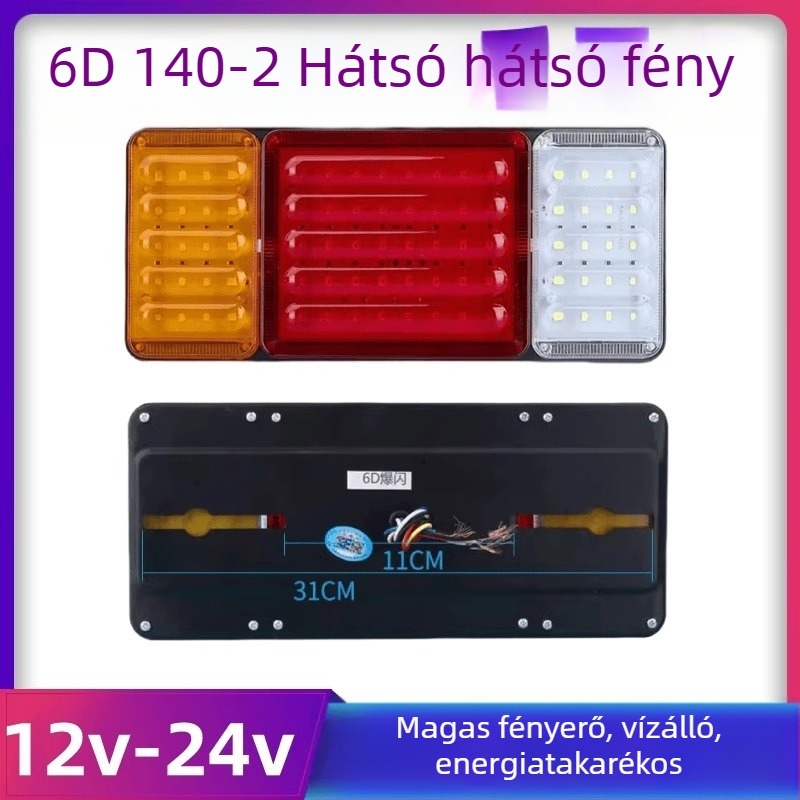 140-2 LED hátsó lámpa nehéz teherautóhoz, utánfutóhoz és mezőgazdasági járműhöz – vízálló, féklámpa villanó fény, 12V/24V