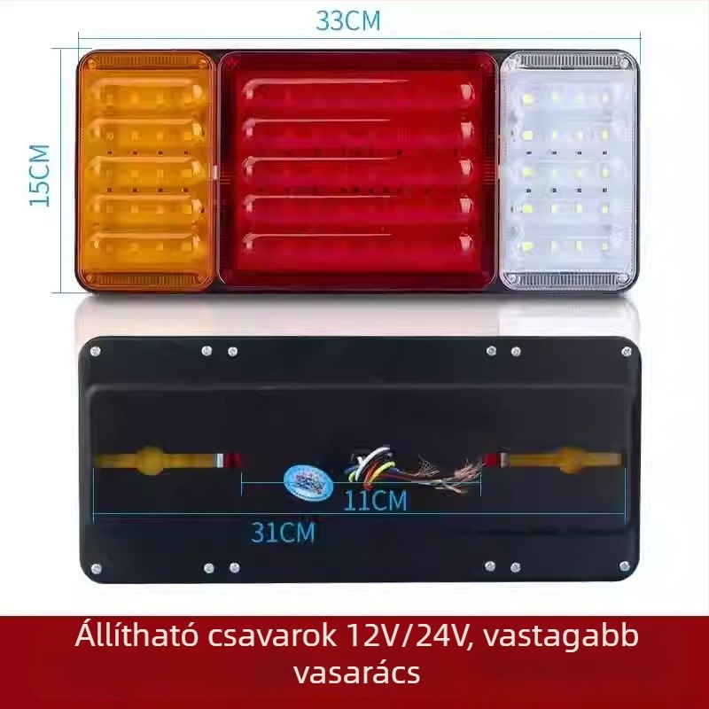 140-2 LED hátsó lámpa nehéz teherautóhoz, utánfutóhoz és mezőgazdasági járműhöz – vízálló, féklámpa villanó fény, 12V/24V