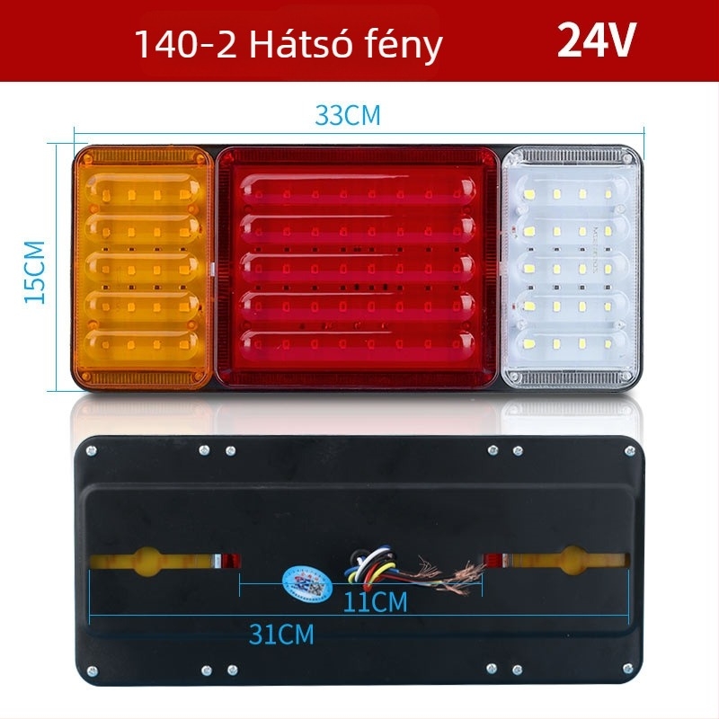 140-2 LED hátsó lámpa nehéz teherautóhoz, utánfutóhoz és mezőgazdasági járműhöz – vízálló, féklámpa villanó fény, 12V/24V