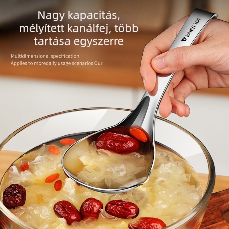 Rozsdamentes acél leveskanál | felnőtt használatra | Light Luxury Retro stílus | tükörfényes felület | testreszabható logó