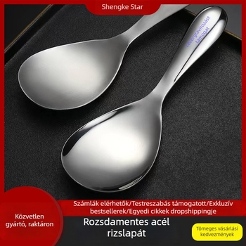 Rozsdamentes acél rizs tálalókanál, nagy méret, tapadásmentes, éttermi használatra